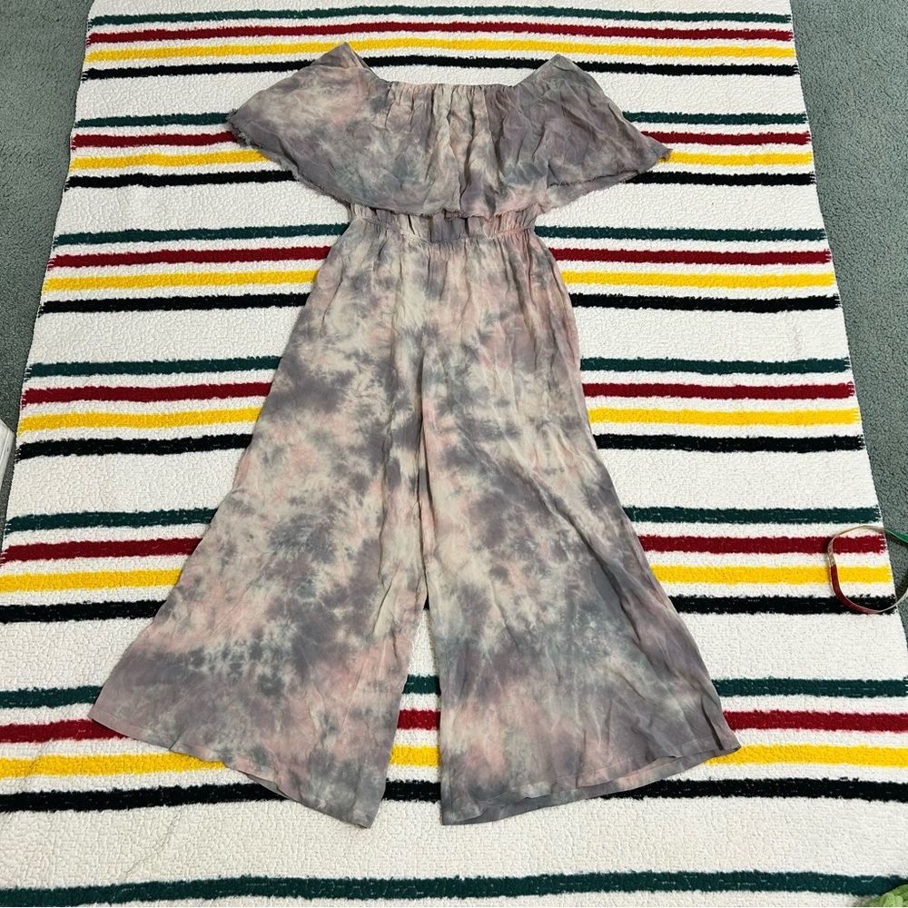 Blue life tie dye purple jumpsuit bell bottoms wide leg